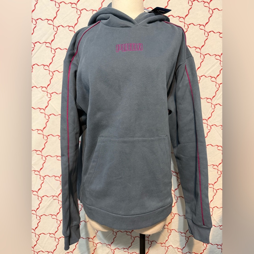 PUMA Women’s Fleece Hoodie Large Blue Gray Skies NWT